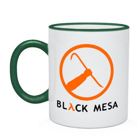 Кружка двухцветная с принтом Black mesa Orange logo в Белгороде, керамика | объем — 330 мл, диаметр — 80 мм. Цветная ручка и кайма сверху, в некоторых цветах — вся внутренняя часть | black mesa | игры | компьютерные игры