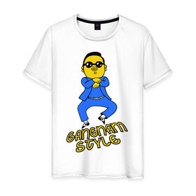 Мужская футболка хлопок с принтом Gangnam style в Белгороде, 100% хлопок | прямой крой, круглый вырез горловины, длина до линии бедер, слегка спущенное плечо. | gangnam style | ганга стаил | интернет приколы | корецц | японец