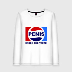 Женский лонгслив хлопок с принтом Penis Enjoy the taste в Белгороде, 100% хлопок |  | penis | pepsi | антибренд | пепси