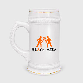 Кружка пивная с принтом Black mesa Orange men в Белгороде,  керамика (Материал выдерживает высокую температуру, стоит избегать резкого перепада температур) |  объем 630 мл | Тематика изображения на принте: black mesa | игры | компьютерные игры