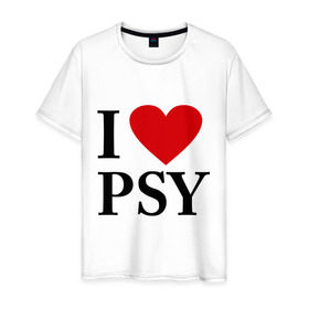 Мужская футболка хлопок с принтом I love PSY в Белгороде, 100% хлопок | прямой крой, круглый вырез горловины, длина до линии бедер, слегка спущенное плечо. | gangnam style | интернет приколы | корейский репер | корейский рэп | корея