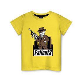 Детская футболка хлопок с принтом Fallout Man with gun в Белгороде, 100% хлопок | круглый вырез горловины, полуприлегающий силуэт, длина до линии бедер | fallout | логотип | постапокалиптические | фаллаут | фоллаут