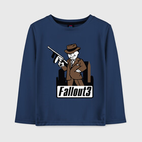 Детский лонгслив хлопок с принтом Fallout Man with gun в Белгороде, 100% хлопок | круглый вырез горловины, полуприлегающий силуэт, длина до линии бедер | fallout | логотип | постапокалиптические | фаллаут | фоллаут