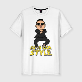 Мужская футболка премиум с принтом Gangnam style real в Белгороде, 92% хлопок, 8% лайкра | приталенный силуэт, круглый вырез ворота, длина до линии бедра, короткий рукав | 