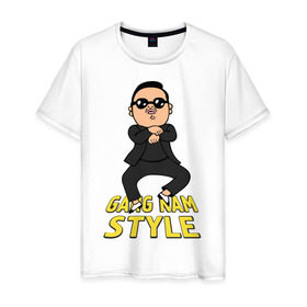 Мужская футболка хлопок с принтом Gangnam style real в Белгороде, 100% хлопок | прямой крой, круглый вырез горловины, длина до линии бедер, слегка спущенное плечо. | 