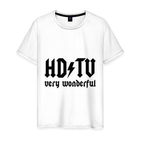 Мужская футболка хлопок с принтом HD TV - Very Wonderful в Белгороде, 100% хлопок | прямой крой, круглый вырез горловины, длина до линии бедер, слегка спущенное плечо. | acdc | антибренд | высокое разрешение | изображение | музыка | пиксели | телевидение | хорошее качество