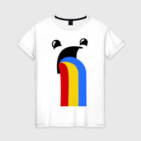 Женская футболка хлопок с принтом Funny Rainbow в Белгороде, 100% хлопок | прямой крой, круглый вырез горловины, длина до линии бедер, слегка спущенное плечо | 