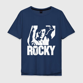 Мужская футболка хлопок Oversize с принтом Рокки Бальбоа (Rocky) в Белгороде, 100% хлопок | свободный крой, круглый ворот, “спинка” длиннее передней части | rocky | рокки | рокки бальбоа
