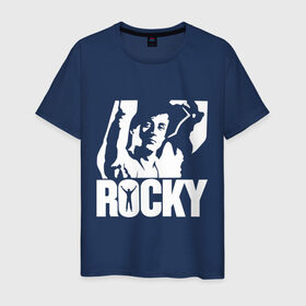 Мужская футболка хлопок с принтом Рокки Бальбоа (Rocky) в Белгороде, 100% хлопок | прямой крой, круглый вырез горловины, длина до линии бедер, слегка спущенное плечо. | rocky | рокки | рокки бальбоа