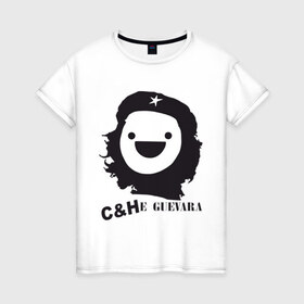 Женская футболка хлопок с принтом C&He Guevara в Белгороде, 100% хлопок | прямой крой, круглый вырез горловины, длина до линии бедер, слегка спущенное плечо | 