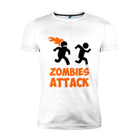 Мужская футболка премиум с принтом Zombies Attack в Белгороде, 92% хлопок, 8% лайкра | приталенный силуэт, круглый вырез ворота, длина до линии бедра, короткий рукав | 
