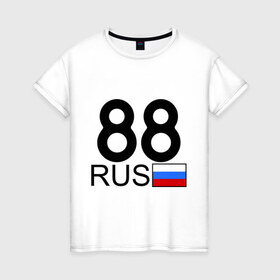 Женская футболка хлопок с принтом Красноярский край-88 в Белгороде, 100% хлопок | прямой крой, круглый вырез горловины, длина до линии бедер, слегка спущенное плечо | 