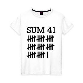 Женская футболка хлопок с принтом Sum 41 black в Белгороде, 100% хлопок | прямой крой, круглый вырез горловины, длина до линии бедер, слегка спущенное плечо | sum 41 | музыка | панк рок | рок | сам 41