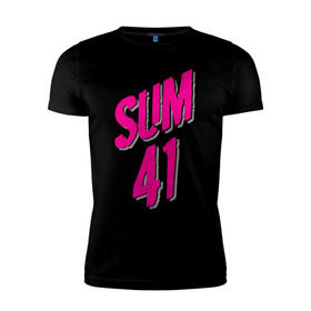 Мужская футболка премиум с принтом Sum 41 logo в Белгороде, 92% хлопок, 8% лайкра | приталенный силуэт, круглый вырез ворота, длина до линии бедра, короткий рукав | Тематика изображения на принте: sum 41 | музыка | панк рок | рок | сам 41