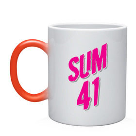 Кружка хамелеон с принтом Sum 41 logo в Белгороде, керамика | меняет цвет при нагревании, емкость 330 мл | Тематика изображения на принте: sum 41 | музыка | панк рок | рок | сам 41