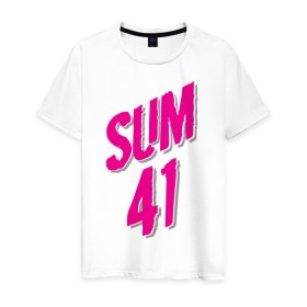 Мужская футболка хлопок с принтом Sum 41 logo в Белгороде, 100% хлопок | прямой крой, круглый вырез горловины, длина до линии бедер, слегка спущенное плечо. | Тематика изображения на принте: sum 41 | музыка | панк рок | рок | сам 41