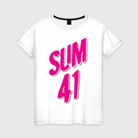 Женская футболка хлопок с принтом Sum 41 logo в Белгороде, 100% хлопок | прямой крой, круглый вырез горловины, длина до линии бедер, слегка спущенное плечо | sum 41 | музыка | панк рок | рок | сам 41