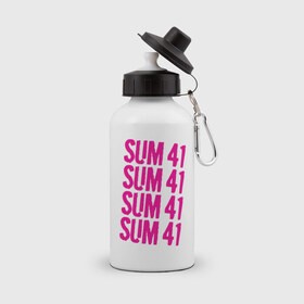 Бутылка спортивная с принтом Sum 41 magenta в Белгороде, металл | емкость — 500 мл, в комплекте две пластиковые крышки и карабин для крепления | 