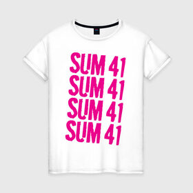 Женская футболка хлопок с принтом Sum 41 magenta в Белгороде, 100% хлопок | прямой крой, круглый вырез горловины, длина до линии бедер, слегка спущенное плечо | 