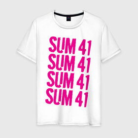 Мужская футболка хлопок с принтом Sum 41 magenta в Белгороде, 100% хлопок | прямой крой, круглый вырез горловины, длина до линии бедер, слегка спущенное плечо. | 