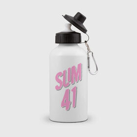 Бутылка спортивная с принтом Sum 41 pink в Белгороде, металл | емкость — 500 мл, в комплекте две пластиковые крышки и карабин для крепления | Тематика изображения на принте: rock | музыка | музыкальные стили | панк | панк рок | рок