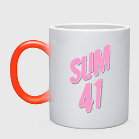 Кружка хамелеон с принтом Sum 41 pink в Белгороде, керамика | меняет цвет при нагревании, емкость 330 мл | rock | музыка | музыкальные стили | панк | панк рок | рок