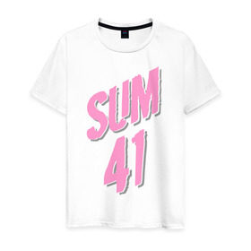 Мужская футболка хлопок с принтом Sum 41 pink в Белгороде, 100% хлопок | прямой крой, круглый вырез горловины, длина до линии бедер, слегка спущенное плечо. | rock | музыка | музыкальные стили | панк | панк рок | рок