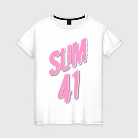 Женская футболка хлопок с принтом Sum 41 pink в Белгороде, 100% хлопок | прямой крой, круглый вырез горловины, длина до линии бедер, слегка спущенное плечо | rock | музыка | музыкальные стили | панк | панк рок | рок