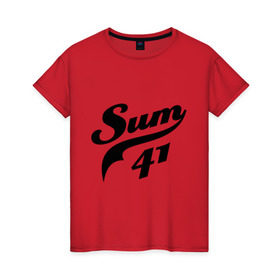 Женская футболка хлопок с принтом Лого Sum41 в Белгороде, 100% хлопок | прямой крой, круглый вырез горловины, длина до линии бедер, слегка спущенное плечо | rock | sum 41 | музыка | музыкальные стили | панк | панк рок | рок