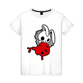 Женская футболка хлопок с принтом Злой зайчик в Белгороде, 100% хлопок | прямой крой, круглый вырез горловины, длина до линии бедер, слегка спущенное плечо | животные | зайка | злой зайчик | прикольные картинки | сердце