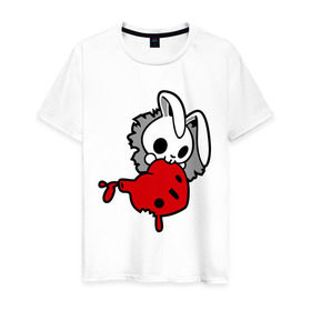 Мужская футболка хлопок с принтом Злой зайчик в Белгороде, 100% хлопок | прямой крой, круглый вырез горловины, длина до линии бедер, слегка спущенное плечо. | животные | зайка | злой зайчик | прикольные картинки | сердце