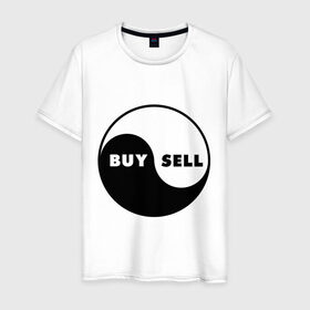 Мужская футболка хлопок с принтом Инь Янь буржуя в Белгороде, 100% хлопок | прямой крой, круглый вырез горловины, длина до линии бедер, слегка спущенное плечо. | buy | sell | инь ян | купить | продать