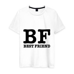 Мужская футболка хлопок с принтом Лучший друг в Белгороде, 100% хлопок | прямой крой, круглый вырез горловины, длина до линии бедер, слегка спущенное плечо. | best friend | bf | лучший друг | подарок подруге