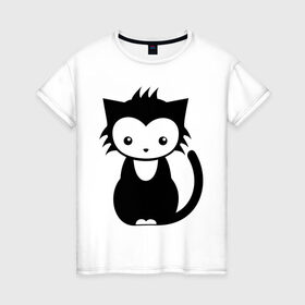 Женская футболка хлопок с принтом Сонный котенок в Белгороде, 100% хлопок | прямой крой, круглый вырез горловины, длина до линии бедер, слегка спущенное плечо | 