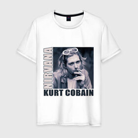 Мужская футболка хлопок с принтом Nirvana- Kurt Cobain в Белгороде, 100% хлопок | прямой крой, круглый вырез горловины, длина до линии бедер, слегка спущенное плечо. | Тематика изображения на принте: kurt cobain | nirvana | группы | курт кобейн | музыка | музыкальные группы. курт | нирвана