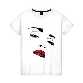 Женская футболка хлопок с принтом Мадонна в Белгороде, 100% хлопок | прямой крой, круглый вырез горловины, длина до линии бедер, слегка спущенное плечо | madona | madonna | лицо | мадона | мадонна | музыка | певица | портрет