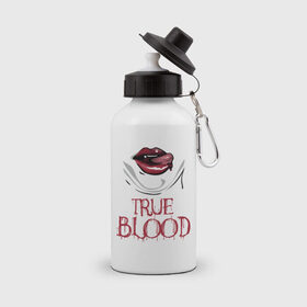Бутылка спортивная с принтом true blood в Белгороде, металл | емкость — 500 мл, в комплекте две пластиковые крышки и карабин для крепления | true blood | вампиры | настоящая кровь | сериалы | тв сериалы