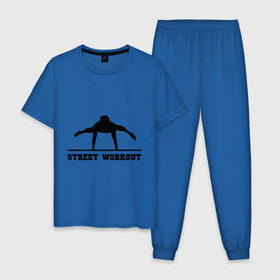 Мужская пижама хлопок с принтом Street Workout V в Белгороде, 100% хлопок | брюки и футболка прямого кроя, без карманов, на брюках мягкая резинка на поясе и по низу штанин
 | street workout | workout | воркаут | стрит воркаут