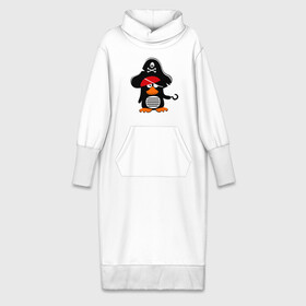 Платье удлиненное хлопок с принтом Пингвин   тусовщик в Белгороде,  |  | пингвин | пират