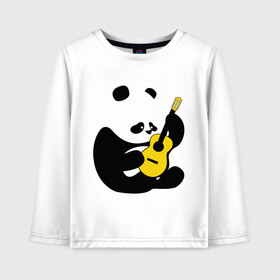 Детский лонгслив хлопок с принтом Панда играет на гитаре в Белгороде, 100% хлопок | круглый вырез горловины, полуприлегающий силуэт, длина до линии бедер | Тематика изображения на принте: панда