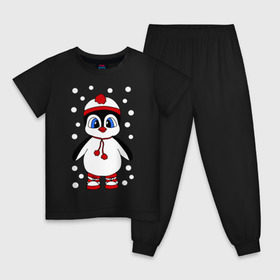 Детская пижама хлопок с принтом Пингвин в снегу в Белгороде, 100% хлопок |  брюки и футболка прямого кроя, без карманов, на брюках мягкая резинка на поясе и по низу штанин
 | пингвин