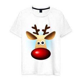 Мужская футболка хлопок с принтом WOW Deer в Белгороде, 100% хлопок | прямой крой, круглый вырез горловины, длина до линии бедер, слегка спущенное плечо. | 2013 | happy new year | new year | год змеи | дед мороз | новый год | олень