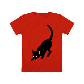 Детская футболка хлопок с принтом Черная/Белая кошечка в Белгороде, 100% хлопок | круглый вырез горловины, полуприлегающий силуэт, длина до линии бедер | влюбленная кошка | влюбленный котенок | киса | китти | кот | котенок | кошка | кошки | прикольные картинки | черная белая кошечка