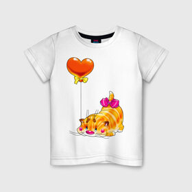 Детская футболка хлопок с принтом КОТ С СЕРДЕЧКОМ в Белгороде, 100% хлопок | круглый вырез горловины, полуприлегающий силуэт, длина до линии бедер | 