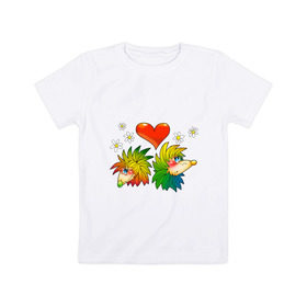 Детская футболка хлопок с принтом ЁЖИКИ С СЕРДЕЧКОМ в Белгороде, 100% хлопок | круглый вырез горловины, полуприлегающий силуэт, длина до линии бедер | детское | детям | для детей | ежик | ежики