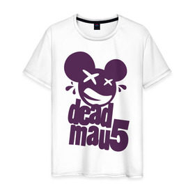 Мужская футболка хлопок с принтом DeadMau5 в Белгороде, 100% хлопок | прямой крой, круглый вырез горловины, длина до линии бедер, слегка спущенное плечо. | Тематика изображения на принте: deadmaus | для клуба | клубные