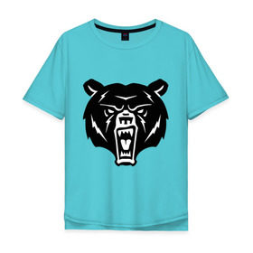Мужская футболка хлопок Oversize с принтом Медведь в Белгороде, 100% хлопок | свободный крой, круглый ворот, “спинка” длиннее передней части | животное | зверь | зубы | клыки | мишка | оскал | пасть | хищник