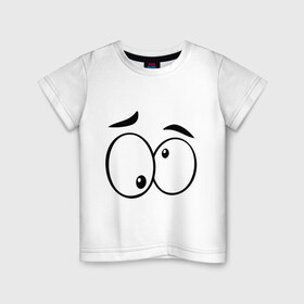 Детская футболка хлопок с принтом Глазастик в Белгороде, 100% хлопок | круглый вырез горловины, полуприлегающий силуэт, длина до линии бедер | глаза | глазастик | девушкам | прикольные картинки | рожицы | смайлы | эмоции