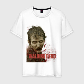 Мужская футболка хлопок с принтом Walking dead зомби в Белгороде, 100% хлопок | прямой крой, круглый вырез горловины, длина до линии бедер, слегка спущенное плечо. | 