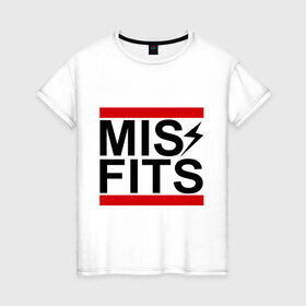 Женская футболка хлопок с принтом Misfits в Белгороде, 100% хлопок | прямой крой, круглый вырез горловины, длина до линии бедер, слегка спущенное плечо | 